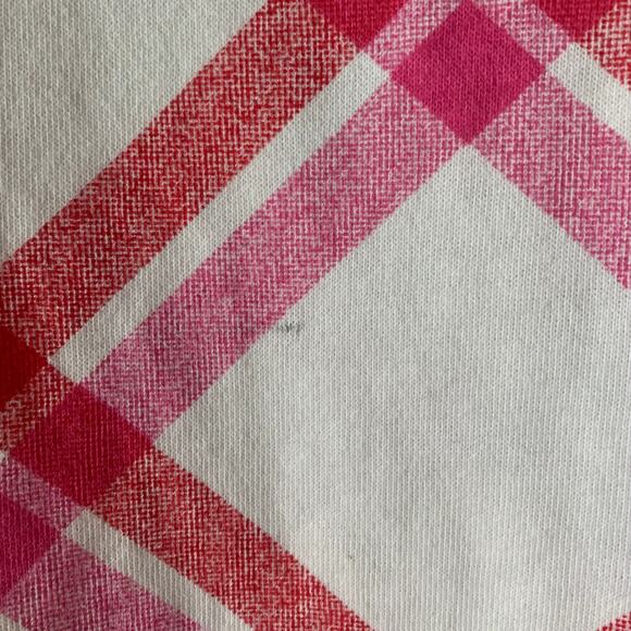 Colsie Pink and White Plaid Lounge Sweatshirt Cut V Neck Soft Size Large - Picture 9 of 10